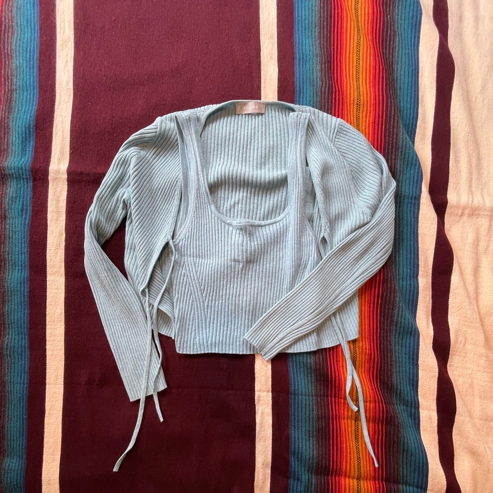 Everlane Cotton-Merino Front Tie Sweater Set